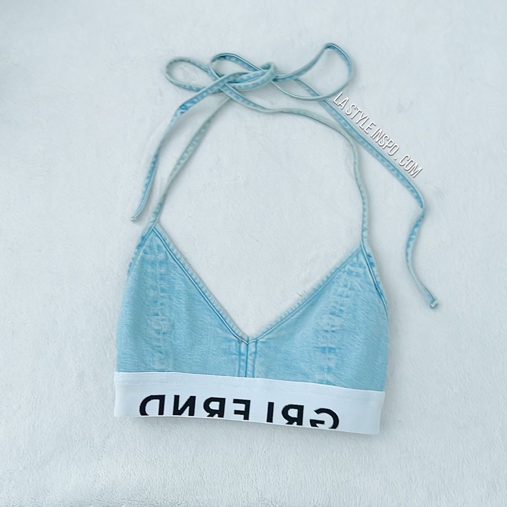 GRLFRND Denim Top Bra Halter Light Blue Size XS/S